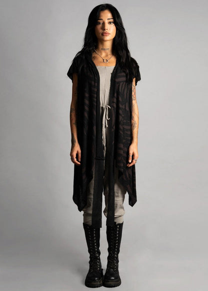 SAND WO TRIBE Kimono Vest In Black