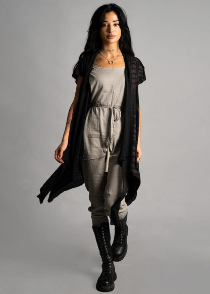 SAND WO TRIBE Kimono Vest In Black