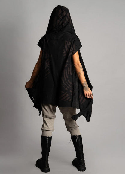 SAND WO TRIBE Kimono Vest In Black