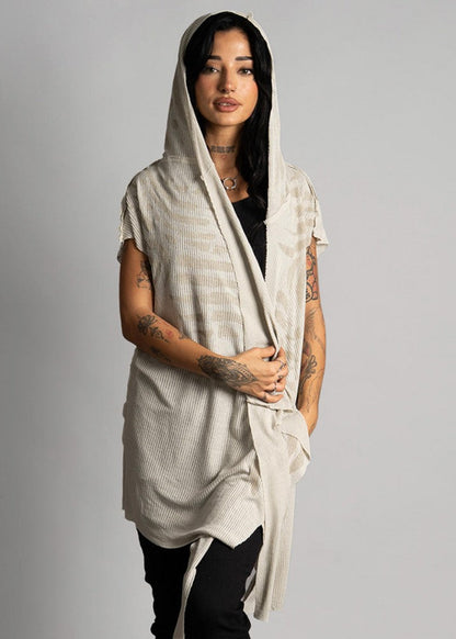 SAND WO TRIBE Kimono Vest In Sand-Stone