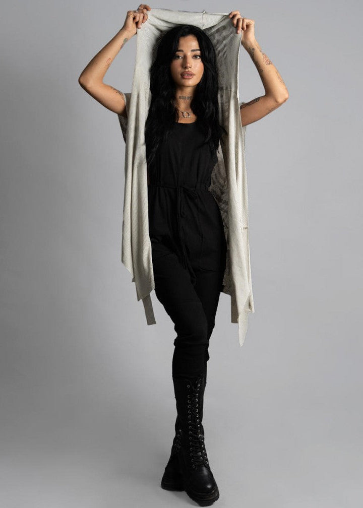 SAND WO TRIBE Kimono Vest In Sand-Stone