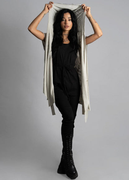 SAND WO TRIBE Kimono Vest In Black