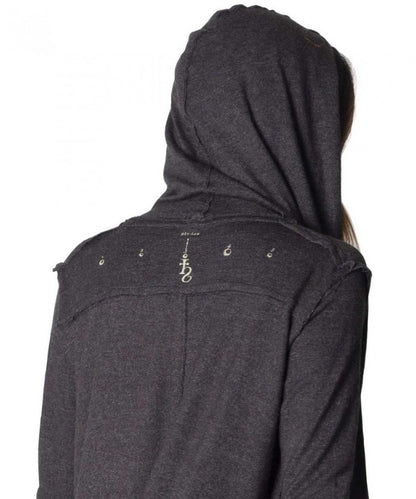 CRIME WO Long Sleeve Hooded Duster Cardigan In Black