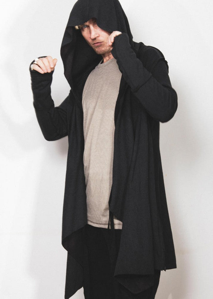 CRIME UNISEX HOOD CARDIGAN - BLACK
