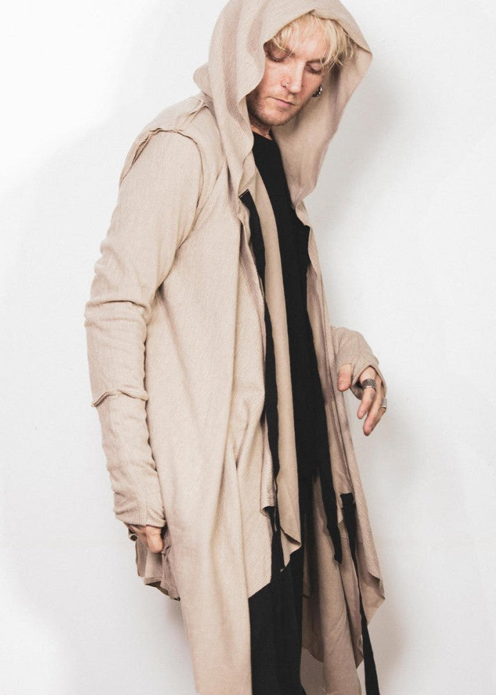 CRIME UNISEX HOOD CARDIGAN - BEIGE