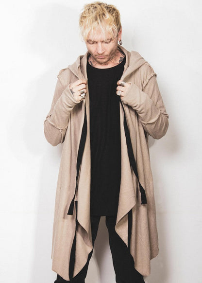 CRIME UNISEX HOOD CARDIGAN - BEIGE