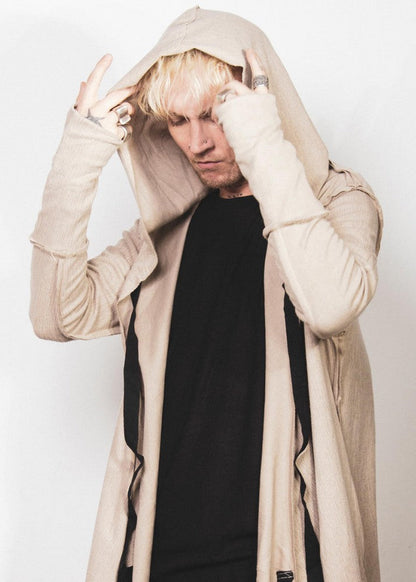 CRIME UNISEX HOOD CARDIGAN - BEIGE