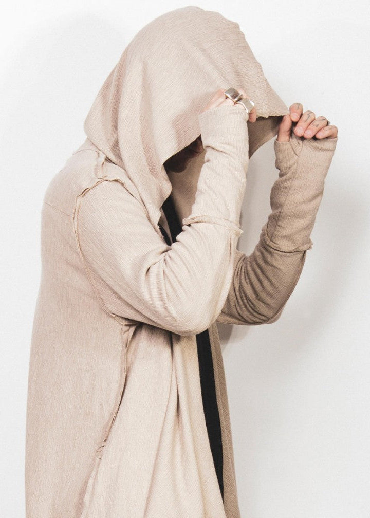 CRIME UNISEX HOOD CARDIGAN - BEIGE