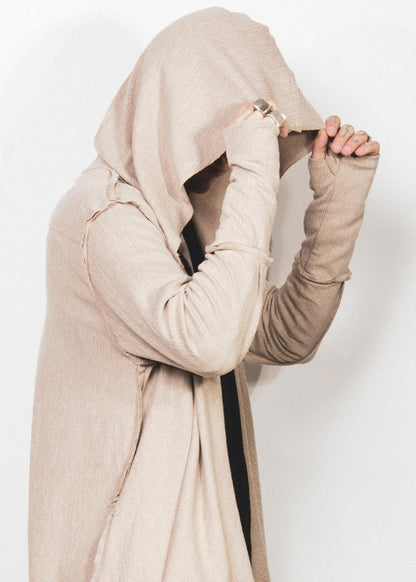 CRIME UNISEX HOOD CARDIGAN - BEIGE