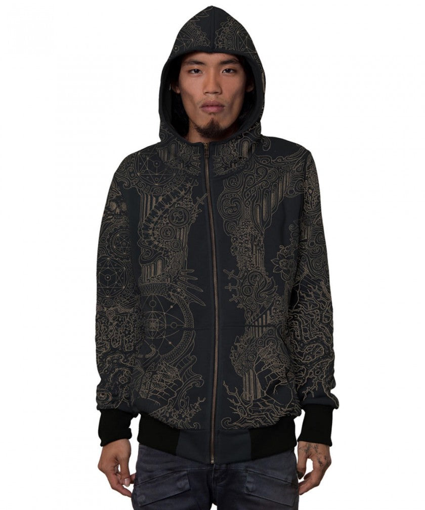 PERSEPHONE Zipped Hooded Jacket In Black