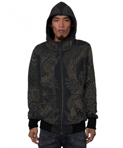 PERSEPHONE Zipped Hooded Jacket In Black