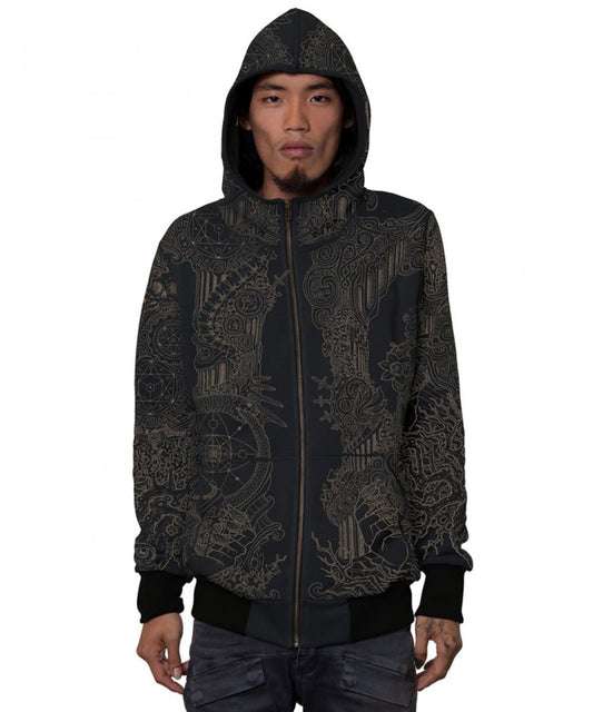 PERSEPHONE Zipped Hooded Jacket In Black