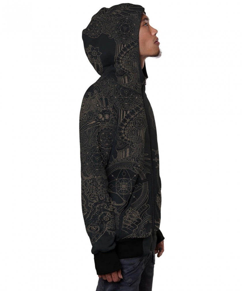 PERSEPHONE Zipped Hooded Jacket In Black