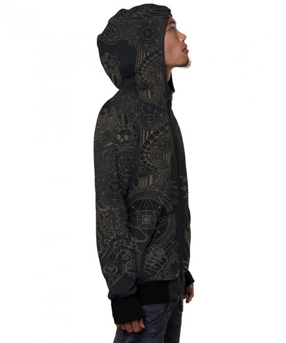 PERSEPHONE Zipped Hooded Jacket In Black