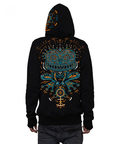 Psychotoad Zipped Hooded Jacket In Black