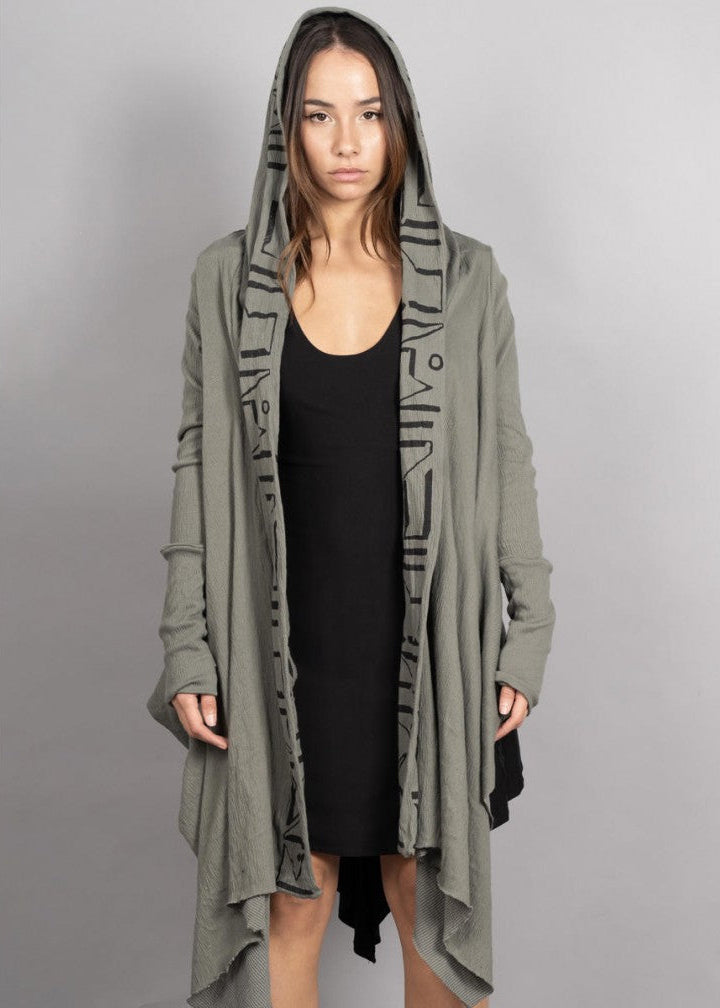 JAKA Cardigan In Olive/Black