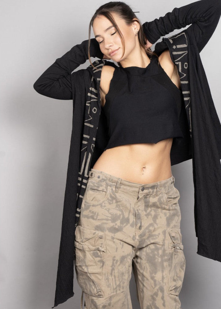 JAKA Cardigan In Black/Cream