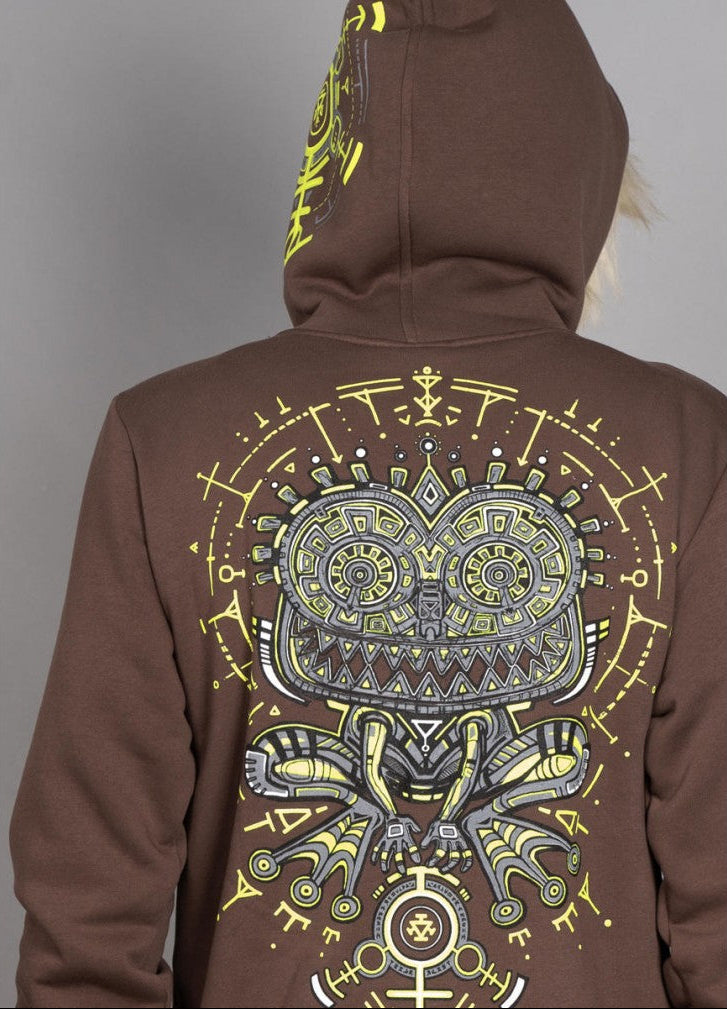 Psychotoad Zipped Hooded Jacket In Brown