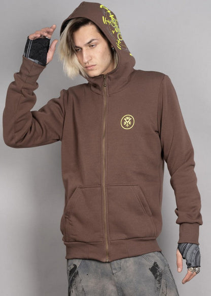Psychotoad Zipped Hooded Jacket In Brown