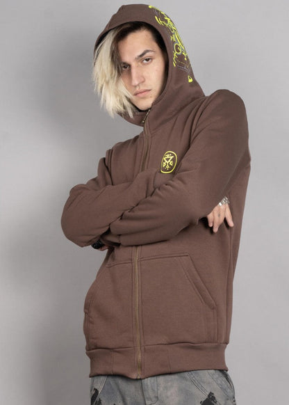 Psychotoad Zipped Hooded Jacket In Brown