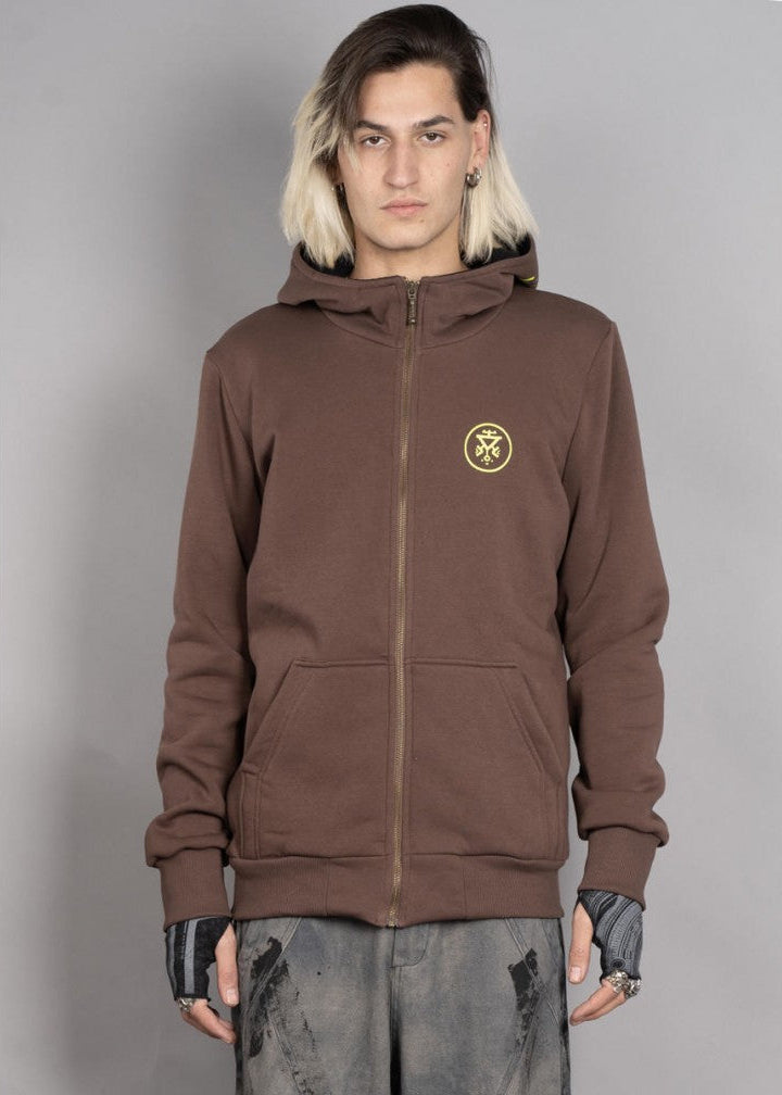 Psychotoad Zipped Hooded Jacket In Brown