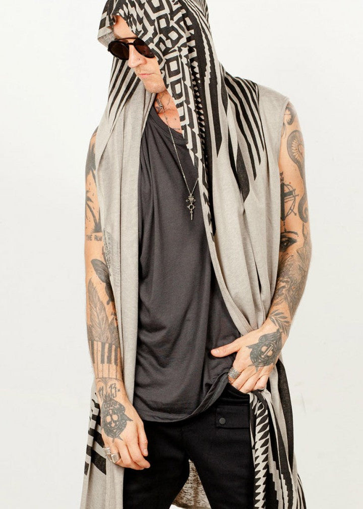 ATAR Unisex Kimono Vest In Sand Stone