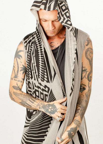 ATAR Unisex Kimono Vest In Sand Stone