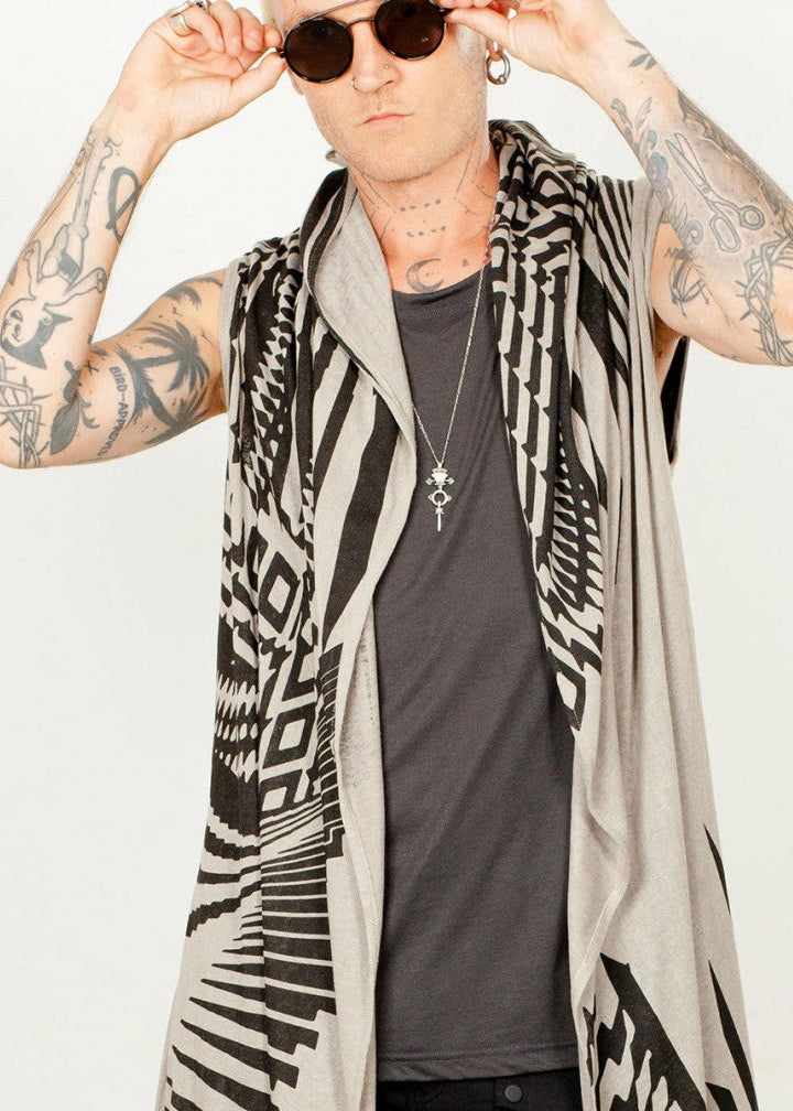 ATAR Unisex Kimono Vest In Sand Stone