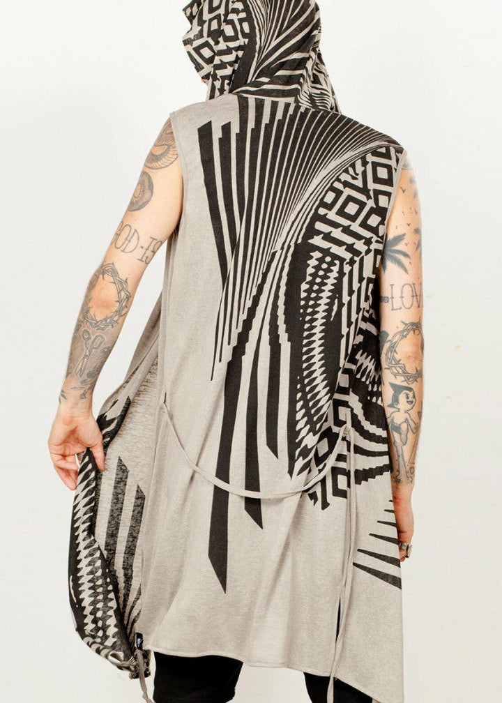 ATAR Unisex Kimono Vest In Sand Stone