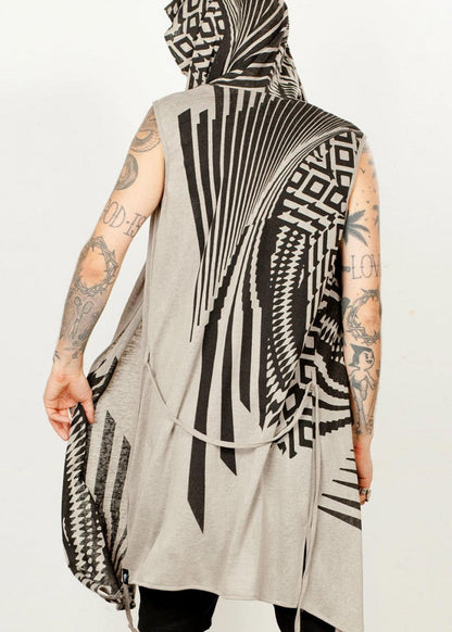 ATAR Unisex Kimono Vest In Sand Stone