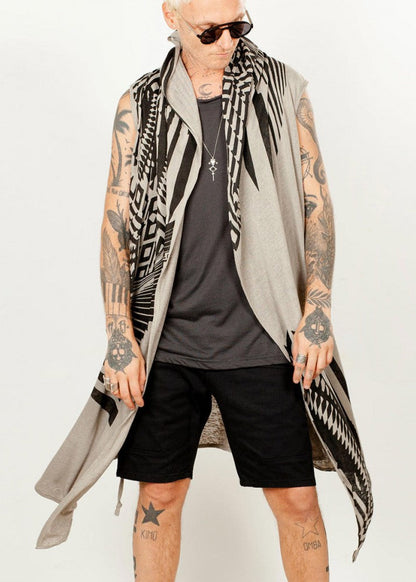 ATAR Unisex Kimono Vest In Sand Stone