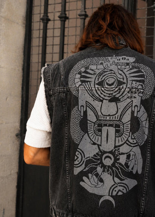 MIKO Unisex Denim Vest In Black