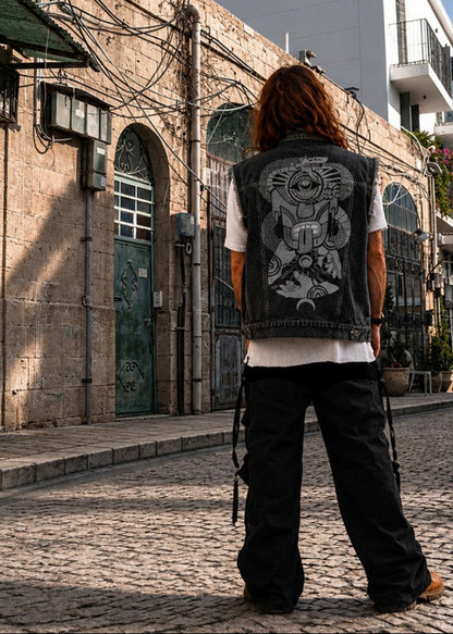 MIKO Unisex Denim Vest In Black
