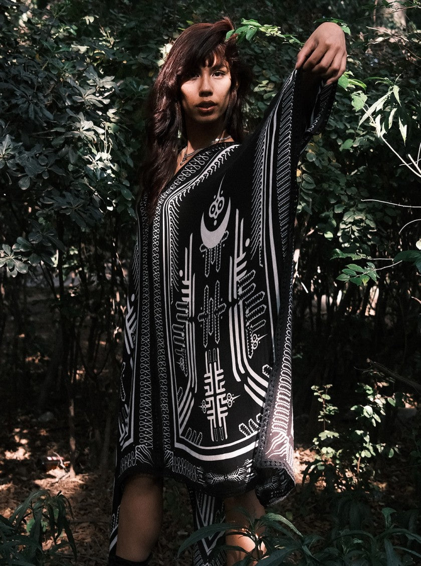 NABU UNISEX KAFTAN - BLACK & WHITE