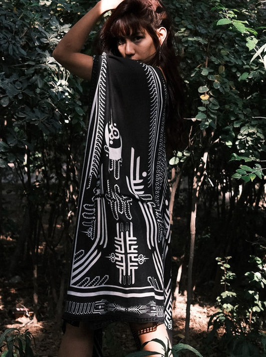 NABU UNISEX KAFTAN - BLACK & WHITE