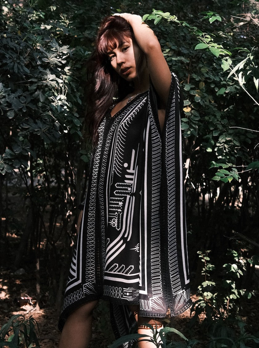 NABU UNISEX KAFTAN - BLACK & WHITE