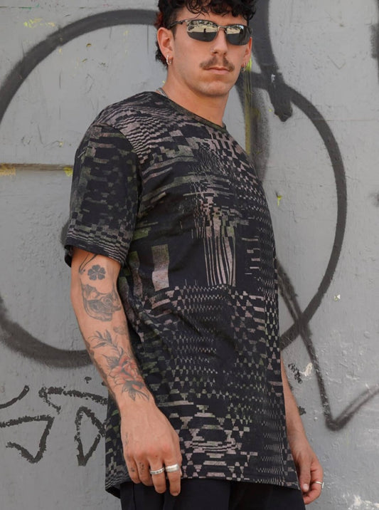 GLITCH GRID T-Shirt - Multi Dark