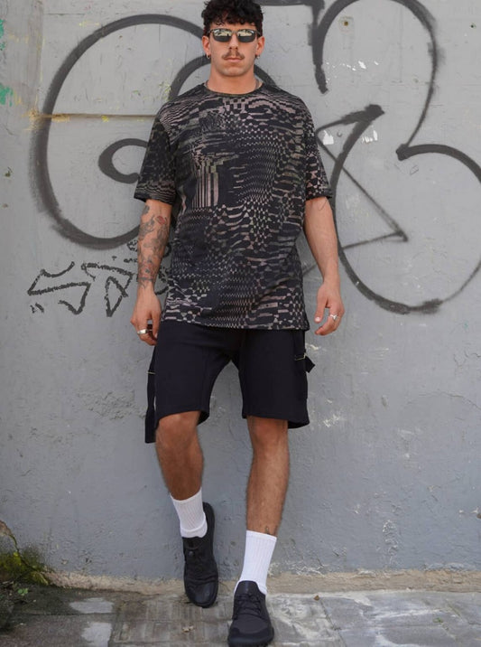 GLITCH GRID T-Shirt - Multi Dark