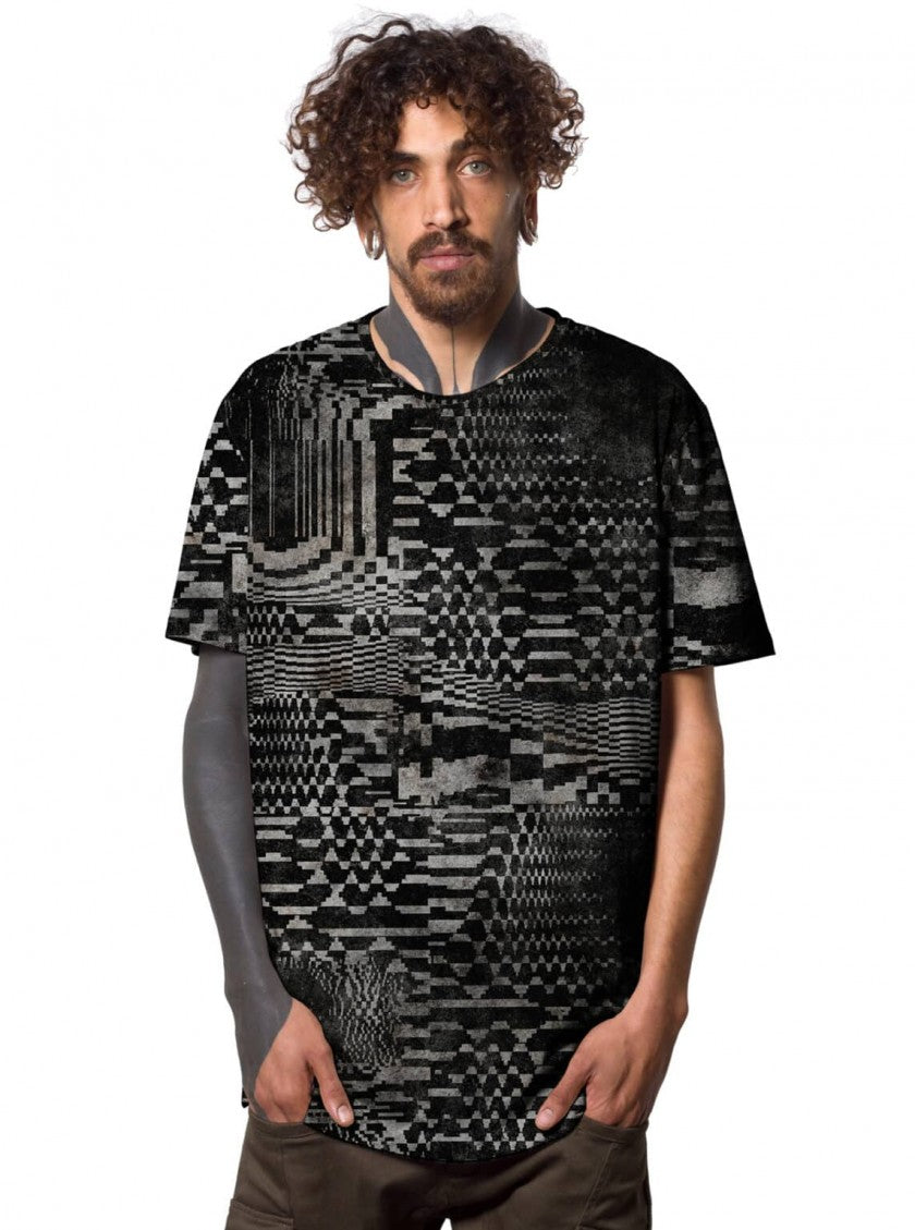 GLITCH GRID T-Shirt - Black