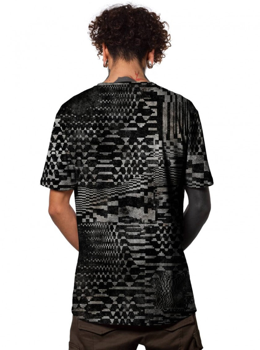 GLITCH GRID T-Shirt - Black
