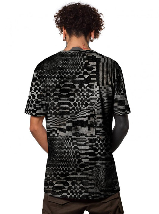 GLITCH GRID T-Shirt - Black