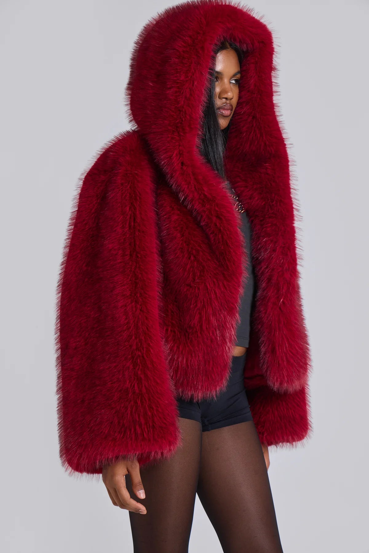 Frost Guardian Faux Fur Coat – Red