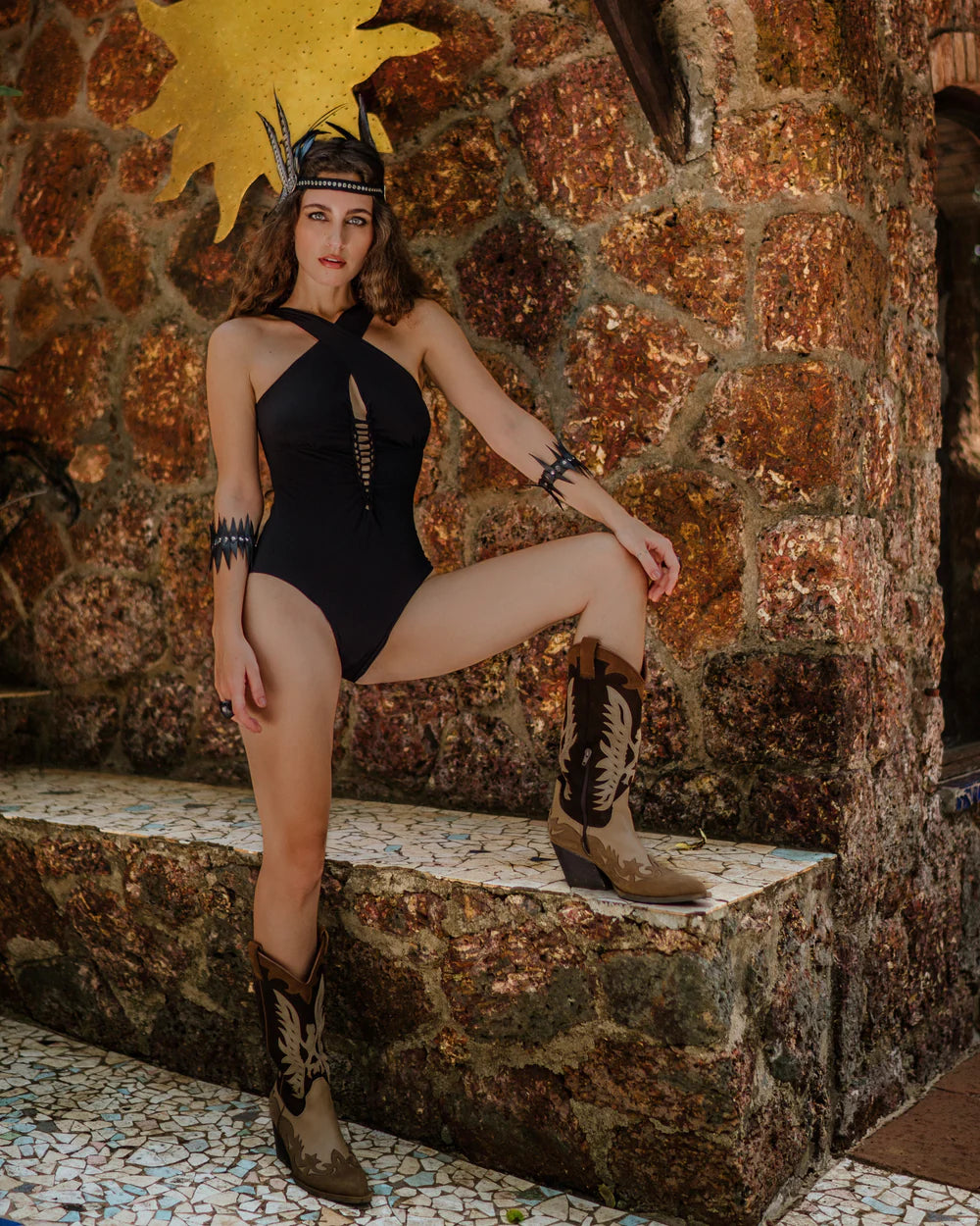 LILA Suede Black One Piece Swimsuit