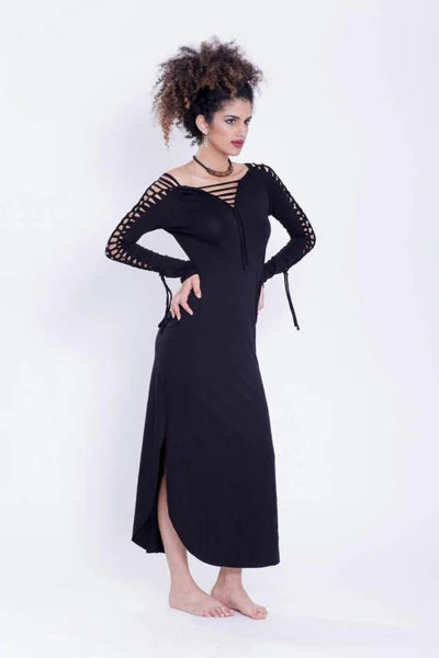 PIXIE Long Sleeve Black Maxi Dress