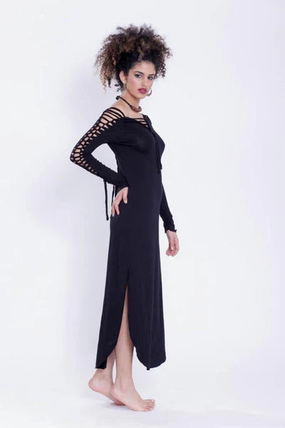 PIXIE Long Sleeve Black Maxi Dress