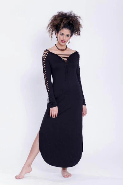 PIXIE Long Sleeve Black Maxi Dress