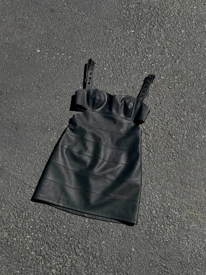 Sin Theory Vegan Leather Mini Dress – Black