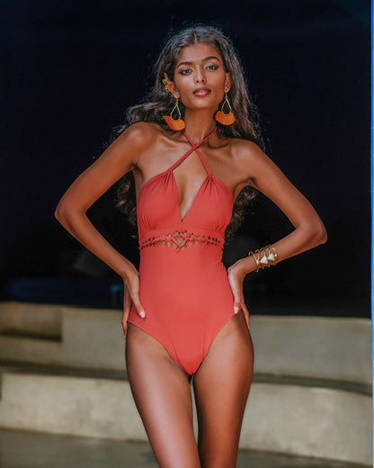 KARLA Orange One Piece Swimsuit (Lycra Fabric)