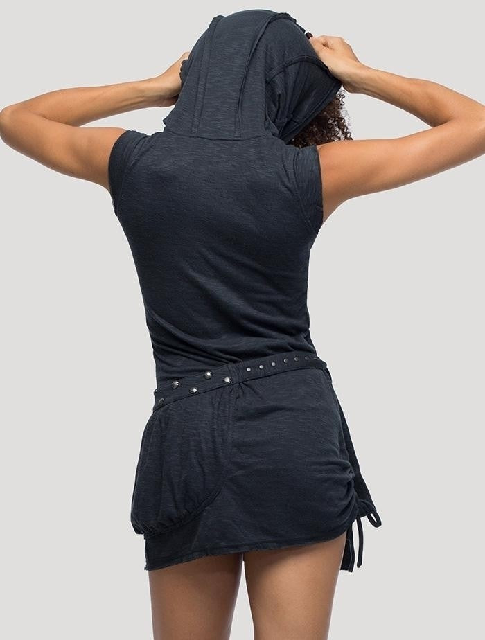 SOBA Short Sleeves Mini Dress In Black