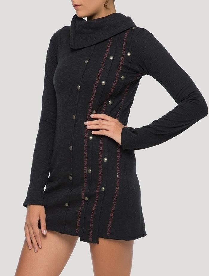 SERIAL Long Sleeves Mini Dress In Black